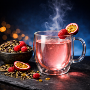 Cocktail de thé Pink Wave hibiscus framboise fruit de la passion Greensip